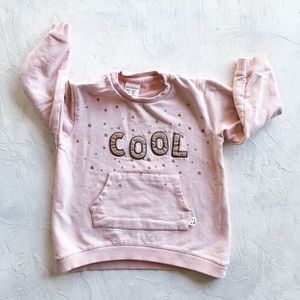 Zara Light Pink “Cool” Glitter Sweatshirt size 2